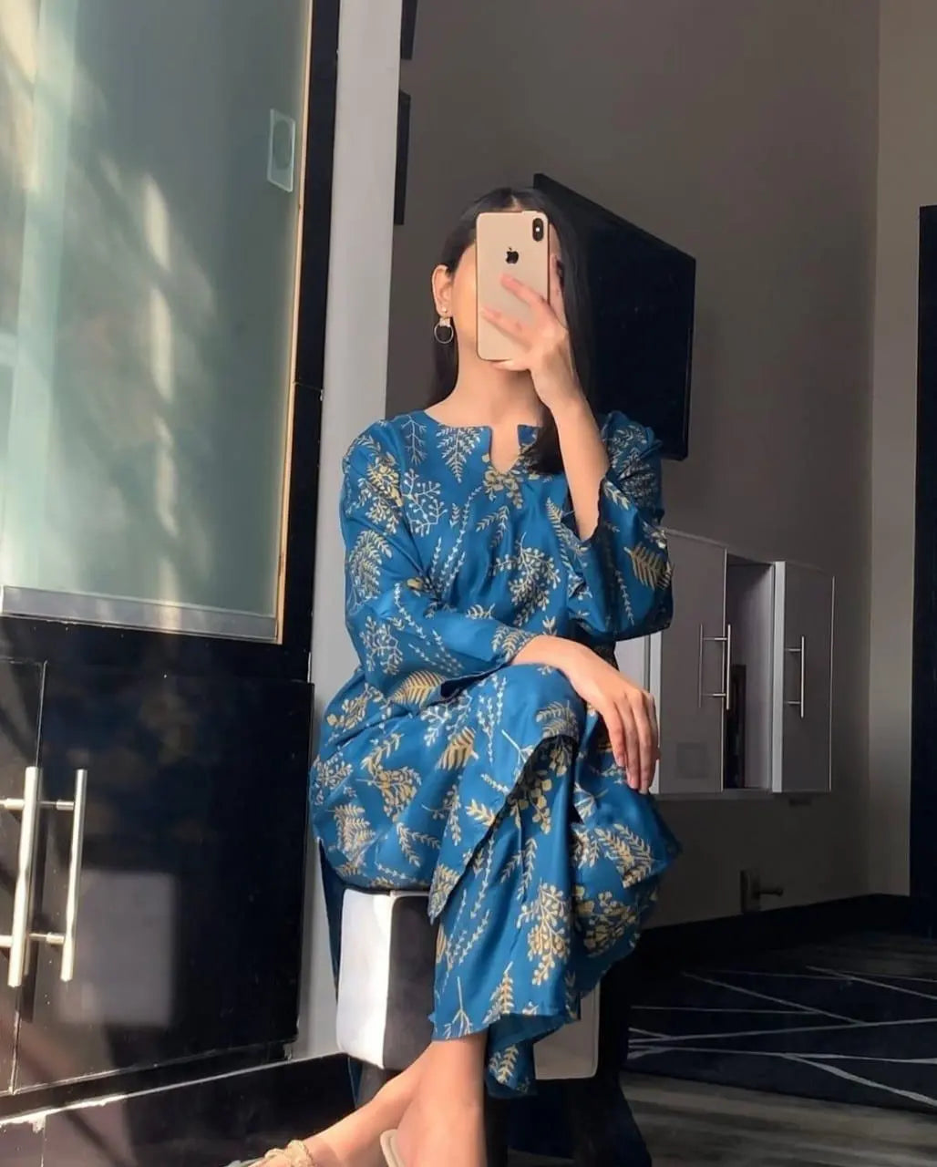 2Pcs Women's Stitched Printed Suit Hype Hem