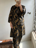 2Pcs Women's Stitched Printed Suit Hype Hem
