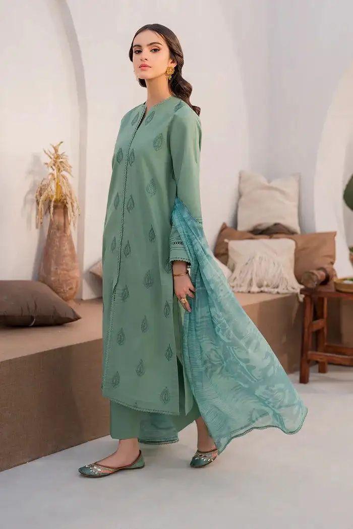 3Pcs Women's Unstitched Embroidered Lawn Suit Hype Hem