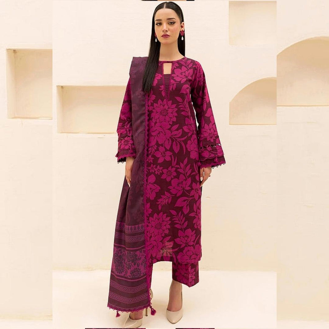 3Pcs Women's Unstitched Digital Printed Suit Hype Hem