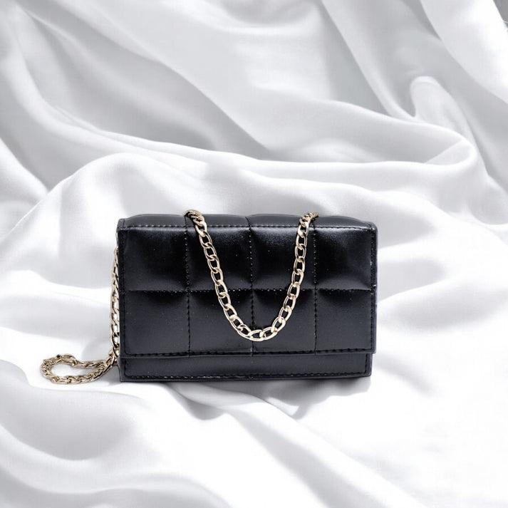 Leather Hand Bag With Long Chain