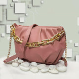 Stylish Leather Hand Bag With Long Chain