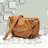 Stylish Leather Hand Bag With Long Chain