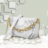 Stylish Leather Hand Bag With Long Chain