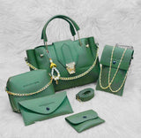 5 Pcs Women Leather plain Hand Bag Set
