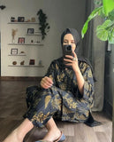 Women's Stitched Linen Printed Shirt and Trouser Set - 2 Pcs