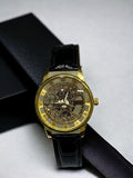 Skeleton Dial Watch For Men's In Leather Strap