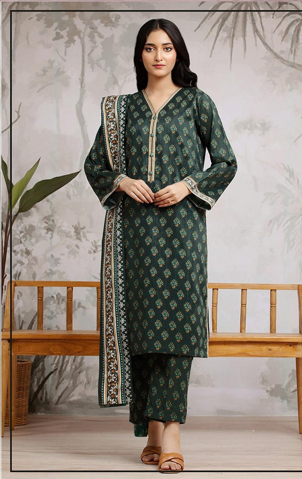 3 Pcs Women's Unstitched Printed Suit