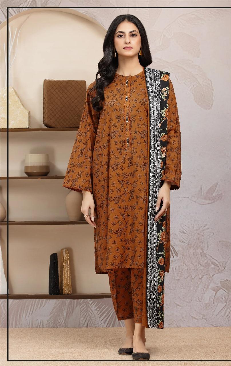 3 Pcs Women's Unstitched Printed Suit