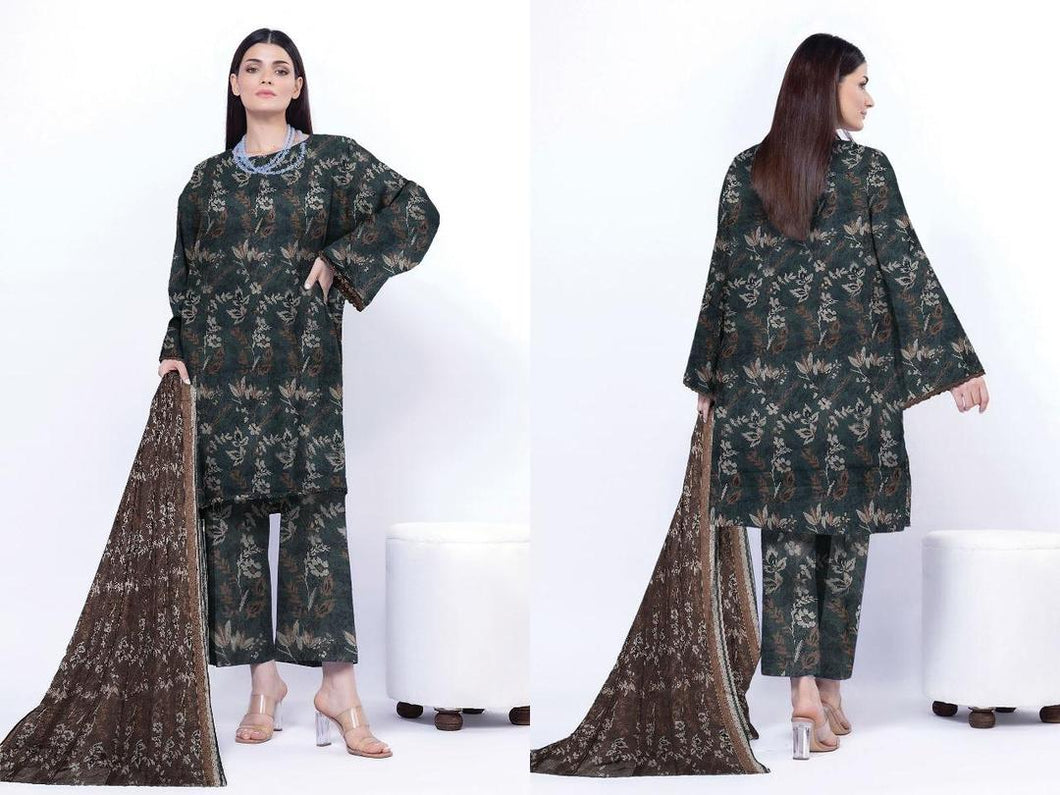 3 Pcs Women's Unstitched Printed Suit