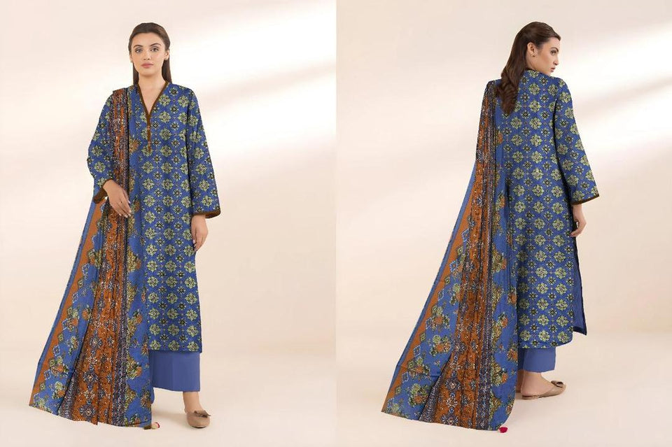 3 Pcs Women's Unstitched Printed Suit