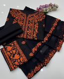 3 Pcs Women's Unstitched Chikankari Embroidered Suit