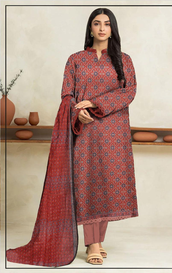 3 Pcs Women's Unstitched Printed Suit