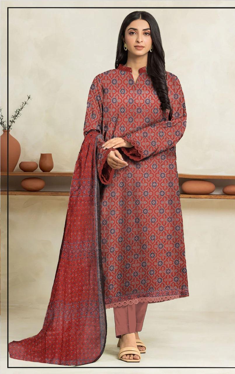 3 Pcs Women's Unstitched Printed Suit