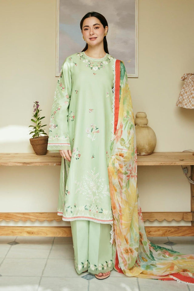3 Pcs Women's Unstitched Embroidered Lawn Suit Hype Hem
