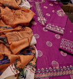 3Pcs Women's Unstitched Embroidered Lawn Suit Hype Hem