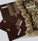 3 Pcs Women's Unstitched Embroidered Lawn Suit Hype Hem