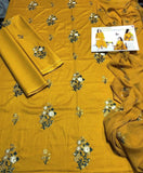 3 Pcs Women's Unstitched Embroidered Lawn Suit Hype Hem