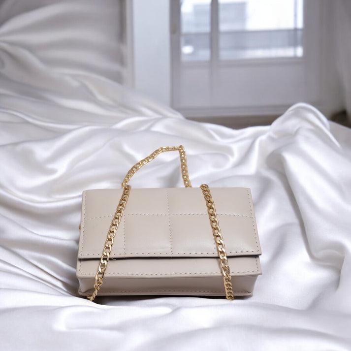 Leather Hand Bag With Long Chain