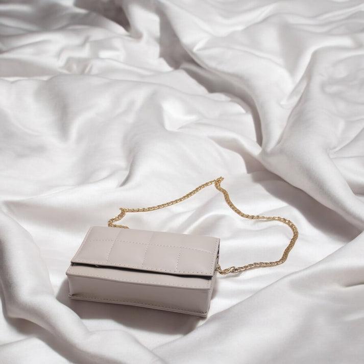 Leather Hand Bag With Long Chain