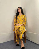 Women's Stitched Linen Printed Shirt and Trouser Set - 2 Pcs