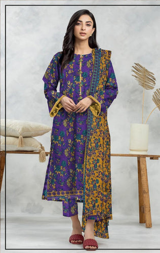 3 Pcs Women's Unstitched Printed Suit