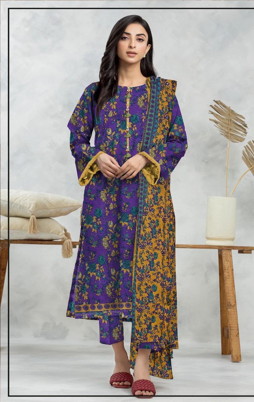 3 Pcs Women's Unstitched Printed Suit