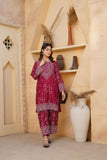 Stylish Women's Stitched Linen Block Printed Shirt & Trouser Set - 2 Pcs