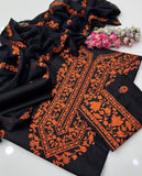 3 Pcs Women's Unstitched Chikankari Embroidered Suit