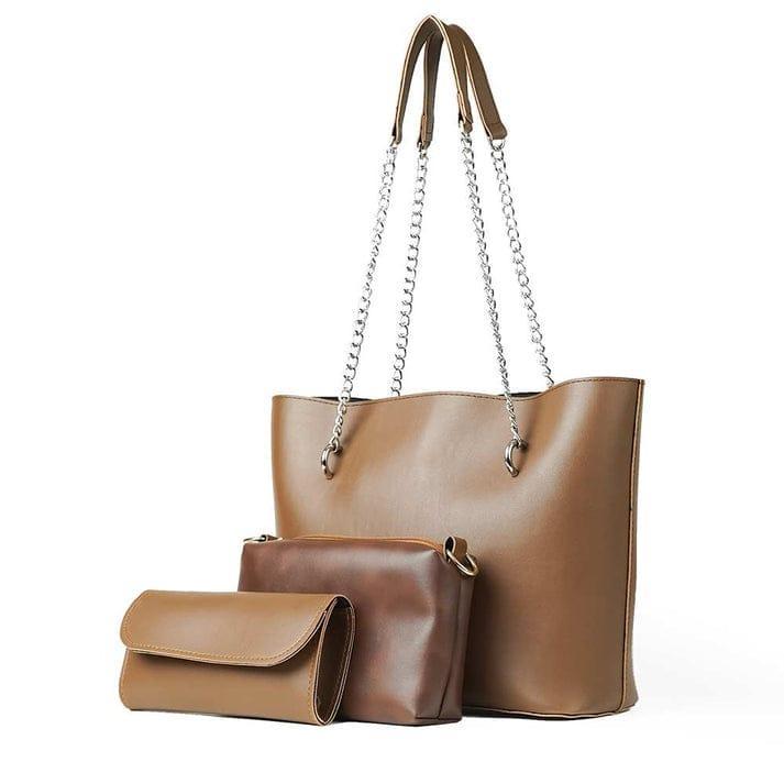 Women's Leather Hand Bag Set - 3 Pcs Collection