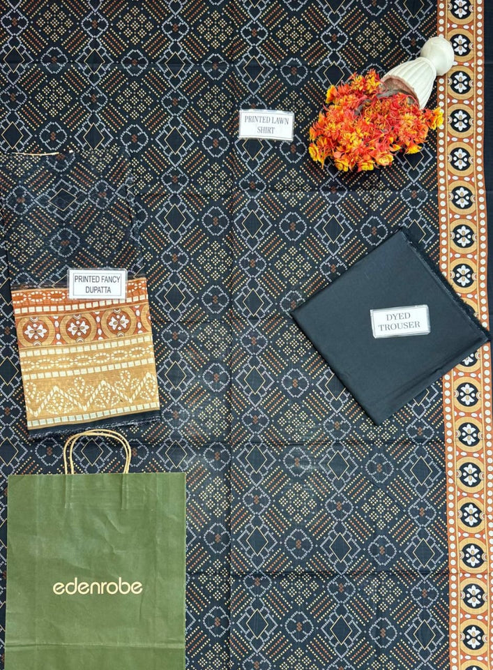 3 Pcs Women's Unstitched Printed Suit