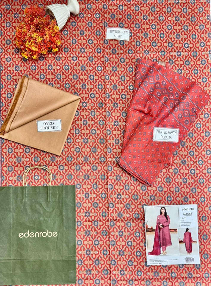 3 Pcs Women's Unstitched Printed Suit